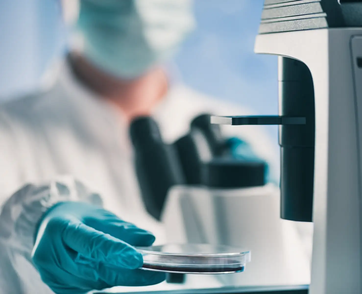 Researcher working with cyanobacteria cultures